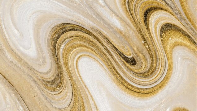 Swirling abstract pattern of gold, white and beige, resembling marble