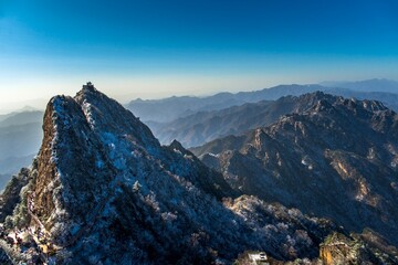 snow covered mountains in winter