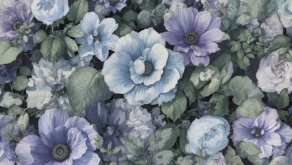 Obraz premium Floral Fantasy - A Symphony of Blue and Purple Blooms.