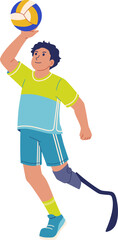 Disabled Male Athlete Playing Volleyball Sport Illustration