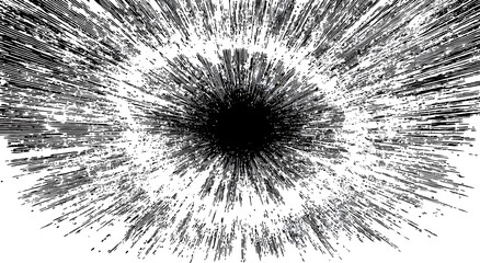 Circular starburst explosion texture. Distressed uneven grunge background. Abstract vector illustration. Overlay to create interesting effect and depth. Isolated on white background.