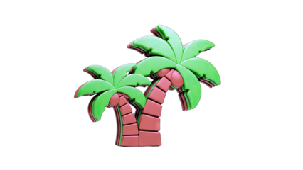 Cartoon Palm Trees on White Background