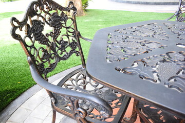 vintage metal chair in the garden