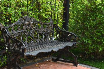 vintage metal chair in the garden