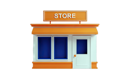 Cartoon Storefront Illustration on White Background