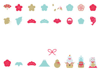 縁起物のフレームイラスト　年賀状イラスト素材