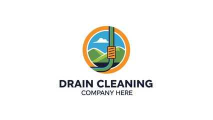 Drain Cleaning Service, Professional Company, Urban Area, Logo Design, Clean Environment, Graphic View, Business Concept