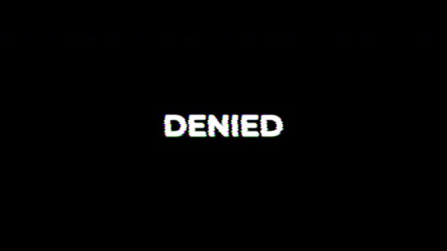 Access Denied text with glitch animation on 4k motion graphic