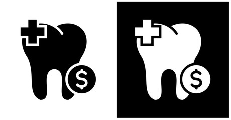 Dental Savings Icon Set In White And Black Background