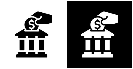 Direct Deposit Icon Set In White And Black Background