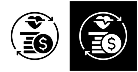 Rollover Funds Icon Set In White And Black Background