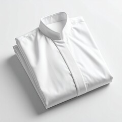 Folded White Dress Shirt Isolated on Light Background Closeup