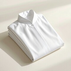 Crisp White Dress Shirt Folded Neatly on Cream Background