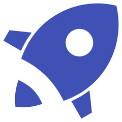 Flat Colored Rocket Icon for Performance Boost and Startup Launch