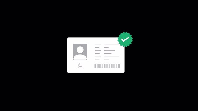 Identification Card with Approved Icon. Verified ID Concept Animation Video - Transparent