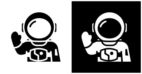 Astronaut Icon Set In White And Black Background