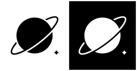 Exoplanet Icon Set In White And Black Background © ali