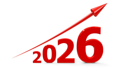 Red arrow up with 2026