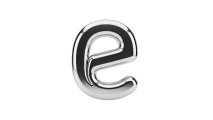 Chrome Letter E Isolated on White Background