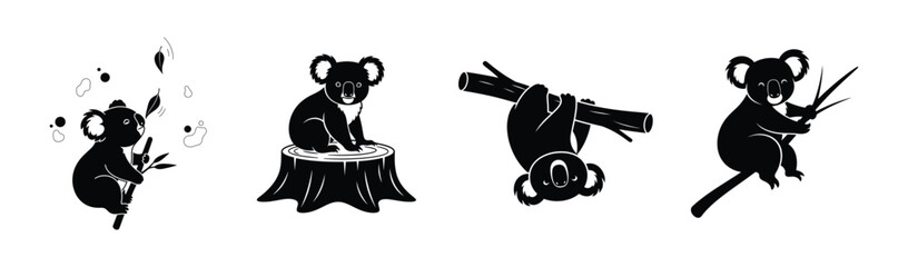Charming Koala Silhouettes in Nature Adorable Vector Illustrations of Australian Wildlife © matahari
