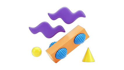 Abstract 3D Shapes Floating on White Background