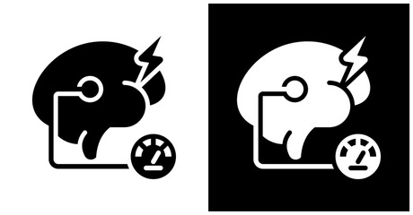 Ai Stress Detector Icon Set In White And Black Background