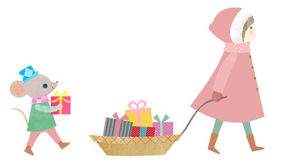 プレゼントを運ぶ女の子