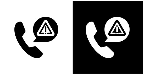 Emergency Call Icon Set In White And Black Background