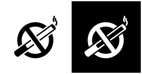 No Smoking Icon Set In White And Black Background