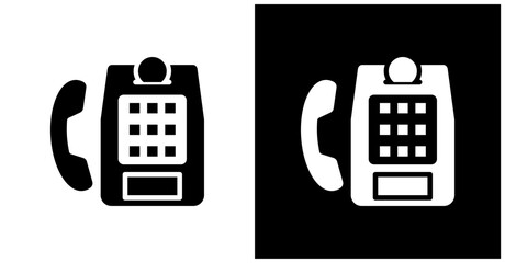 Public Phone Icon Set In White And Black Background