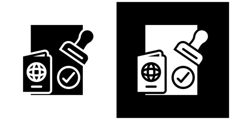 Visa Information Icon Set In White And Black Background