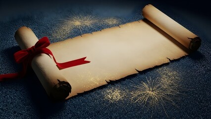 Vintage scroll with ribbon against textured background suitable for various uses