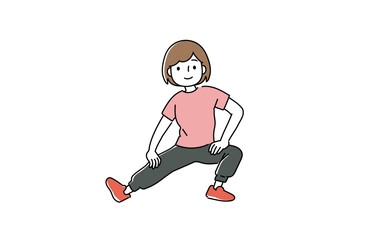 屈伸運動をする女性のイラスト