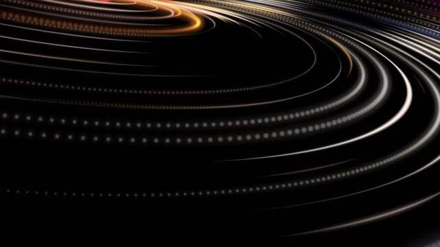 Vortex of neon Light. Spiraling rings of light against a deep black background. Looping 4k resolution video