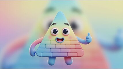Cheerful Rainbow Triangle Character Blinking and Giving Thumbs Up - Powered by Adobe