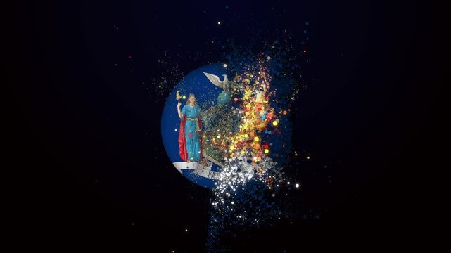 Elegant Particle Animation Highlighting the Structure of the New York icon