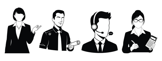 Business professionals in various roles and communication