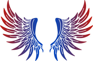 Stylized Gradient Wings Graphic (Red, Blue, and Purple)