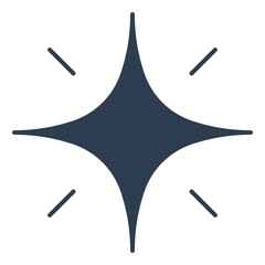 Minimal shine star icon with radiating glint. Transparent background cutout.