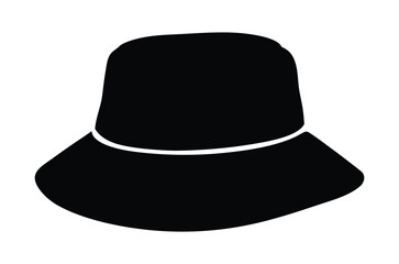 Bucket hat silhouette vector, Bucket hat icon, Hat black silhouette