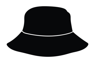 Bucket hat silhouette vector, Bucket hat icon, Hat black silhouette