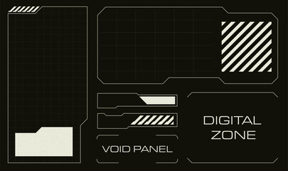 Retro Futuristic Cyberpunk HUD Frame Interface. Future Tech Cyberpunk Digital Overlay Interface.