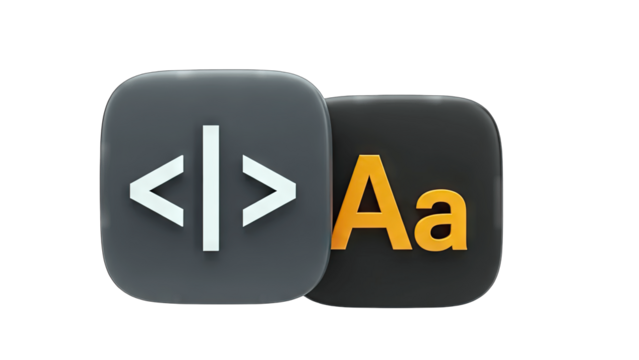 Coding and Typography Icons on Dark Background - Powered by Adobe