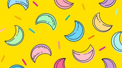 Naklejka premium Vibrant abstract backdrop showcasing playful pastel shapes and cheerful yellow background