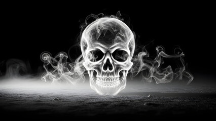 skull on black background