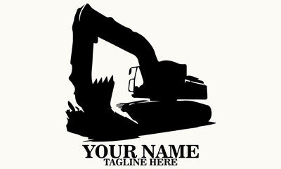A rugged excavator in action, scooping earth with dramatic flair vector illustration, mini excavator logo vector, mini excavator icon logo