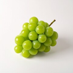 Fresh Green Grapes Cluster on White Background Closeup View