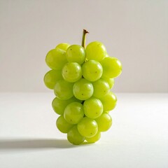 Fresh Green Grapes Cluster on White Background Still Life