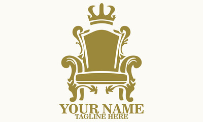 elegant throne logo icon. elegant throne vector illustration, elegant throne vintage ornate luxury design 