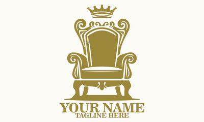 elegant throne logo icon. elegant throne vector illustration, elegant throne vintage ornate luxury design 